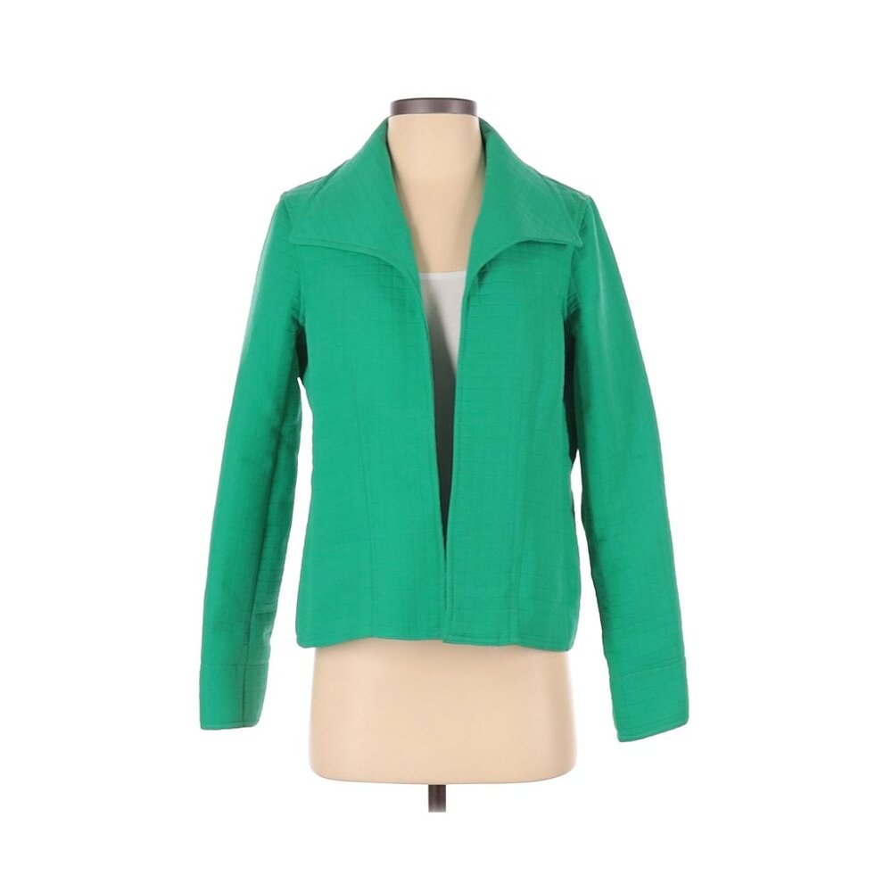 For Cynthia Quilted Green Open Front Jacket Women’s S Lightweight